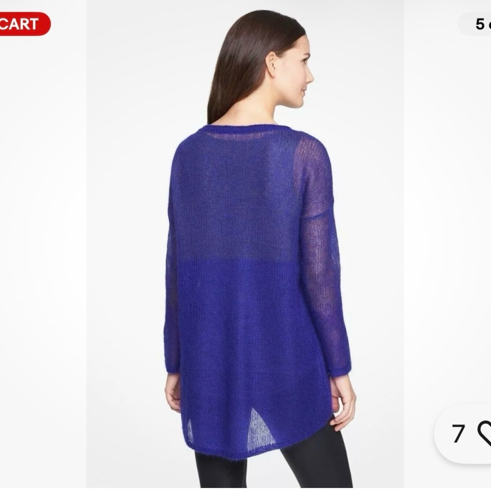 Eileen Fisher Vibrant Electric Blue Purple Crew Neck Sweater. Stunning!